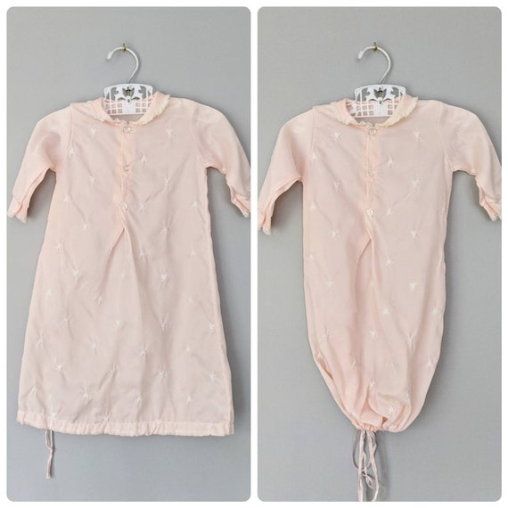 Vintage Baby Sleeper, Sleeper Dress, Pink Sleeper,