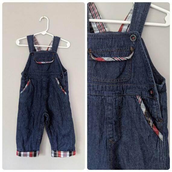 Vintage Overalls, 12m, plaid Overalls, Unisex Over