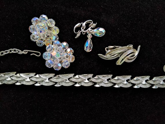 Vintage Jewelry Set, Aurora Borealis, Silver Neck… - image 6