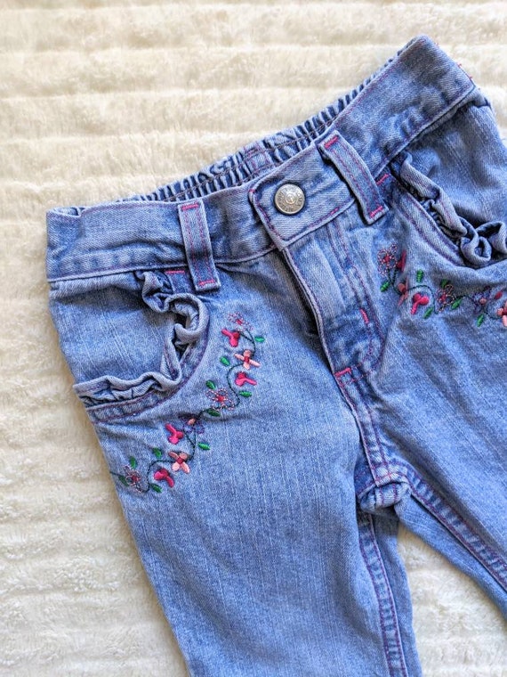 Girl Jeans, 2T Jeans, Embroidered Jeans, Ruffle J… - image 1