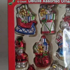 Christmas Vintage Ornaments, Set of 12, Snowman Ornament, Christmas Ornament, Plastic Ornament, Tree, Vintage Christmas, Santa Ornaments image 4