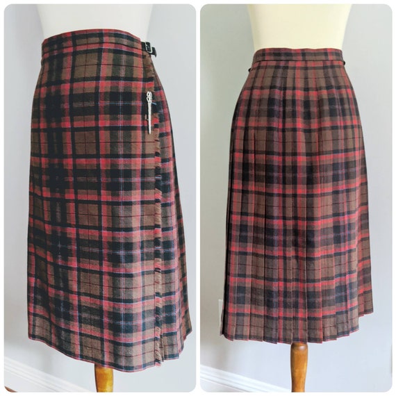 Vintage Plaid Skirt, Pleated Skirt, Plaid Pleated