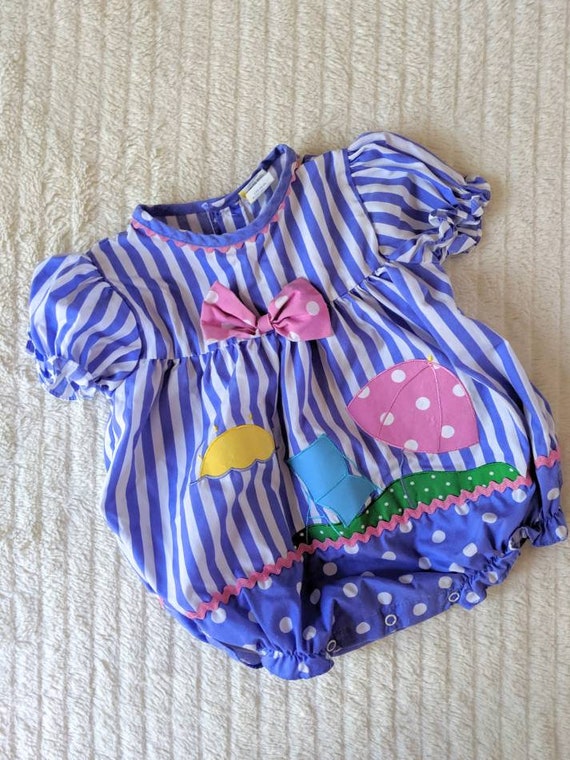 Vintage Baby Romper, Striped Romper, Bubble Romper, Pink, Vintage Baby Playsuit, Baby Romper, Girl Bubble Romper, Vintage Bubble Romper