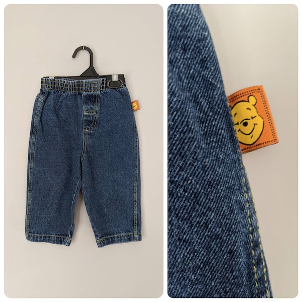 Disney Baby Jeans, 12 m, Newborn Jeans, Pooh Bear Jeans, Disney Jeans, Denim Jeans, Vintage Boy Clothes, Vintage Baby Clothes, Disney