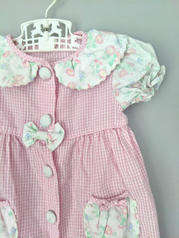 Vintage Baby Romper, Floral Romper, Bubble Romper, GIngham, Vintage Baby Playsuit, Baby Romper, Girl Bubble Romper, Vintage Bubble Romper View 5
