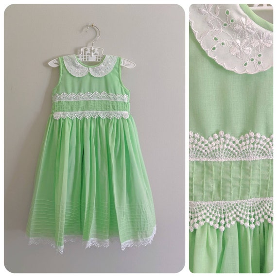 Vintage Dress, Green Dress, Fancy Dress, Easter D… - image 1