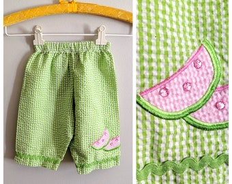 Baby Pants, Seersucker Pants, Watermelon, Girl Pants, Baby Clothes, 18 months, Rare Editions, Vintage Baby Pants, Vintage Girl Clothes, Baby