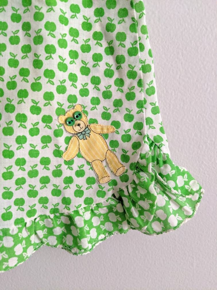 Vintage Baby Dress Teddy Bear Dress Back to School Apple Etsy