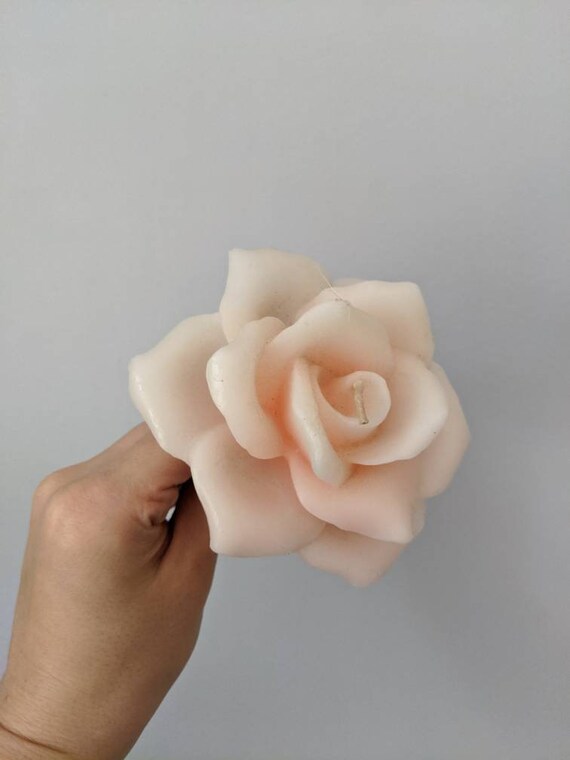 Vintage Rose Candle Rose Candle Pink Rose Candlestick Etsy
