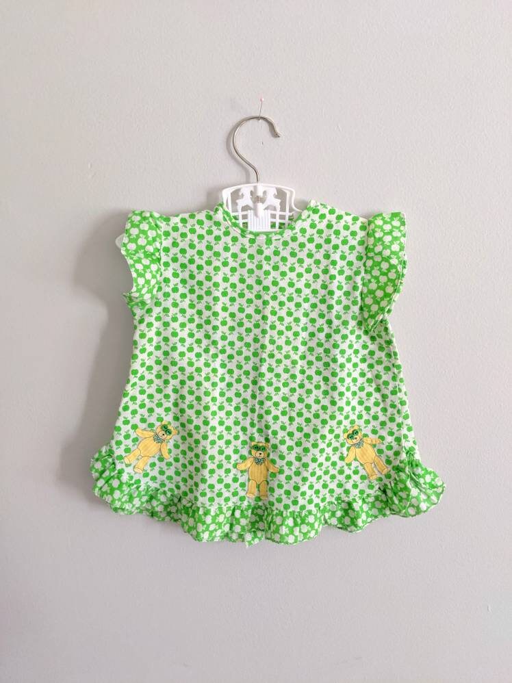 Vintage Baby Dress Teddy Bear Dress Back to School Apple Etsy