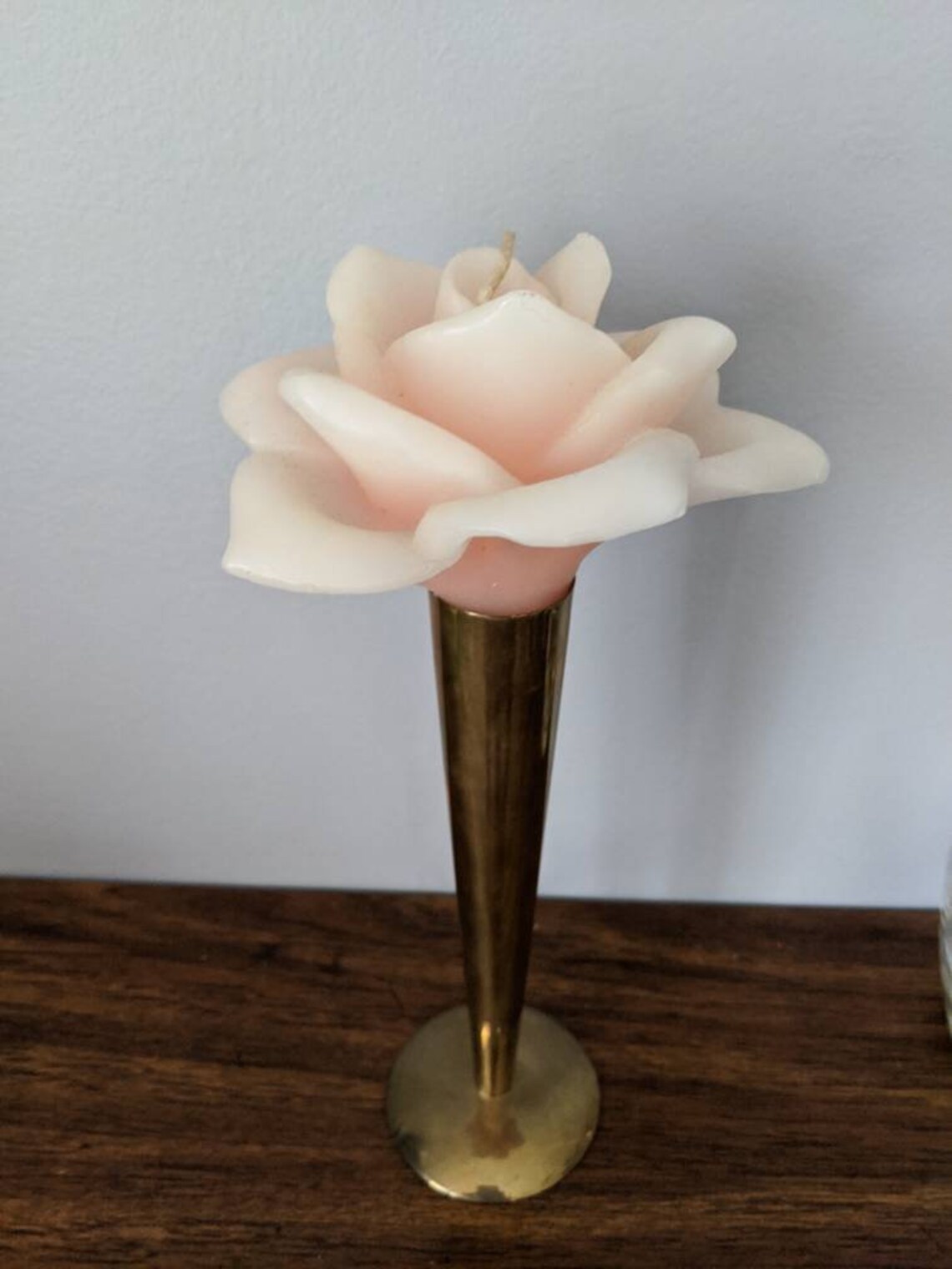 Vintage Rose Candle Rose Candle Pink Rose Candlestick Etsy