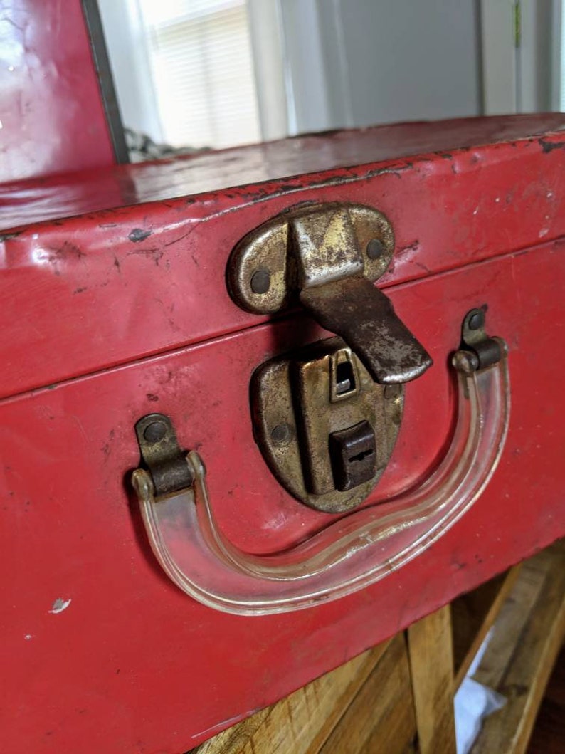 Red Metal Box Vintage Roller Skate Box Vintage Metal Box Etsy