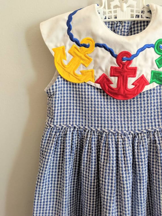 Vintage Girls Dress, Size 5,  Nautical Dress, Anc… - image 2