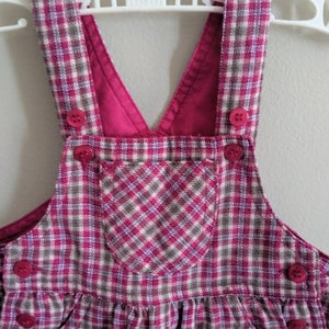 Plaid Overalls, 6-9 months, Pink Overalls, Baby Overalls, Fall Overalls, Baby Girl Overalls, Embroidered Overalls, Bubble Overalls image 2