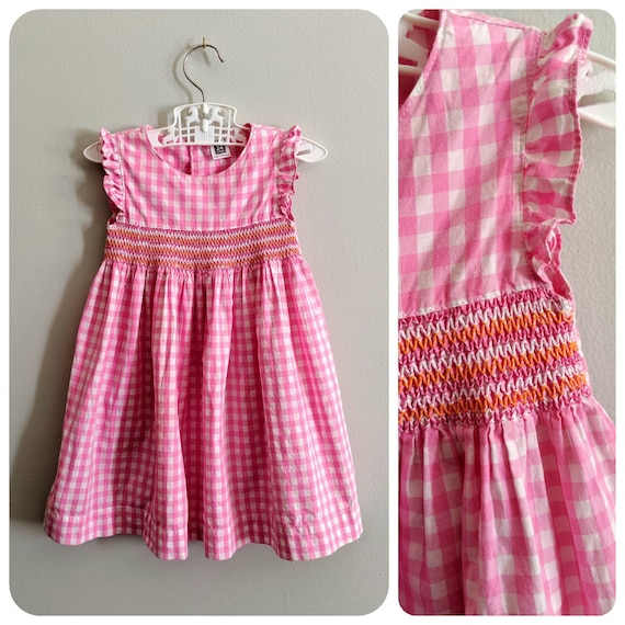 Vintage Girls Dress Smocked Dress 24 Months Gingham Dress Fall Dress Pink Gingham Dress Summer Dress Back to School Ruffled Dress Etsy Canada