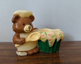 Vintage Bear Candle, Birthday Candle, Cupcake Candle, Teddy Bear Tea Candle, Tea Light,  Birthday, Bear Candle, Cupcake Candle