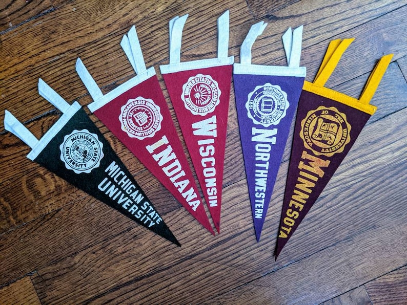 Vintage Pennant, Big Ten Pennant, Ohio State, Michigan, Wisconsin, Michigan State, Maryland, Indiana, Illinois, Minnesota, Northwestern image 6