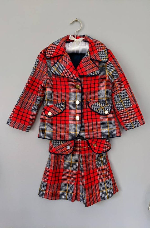 Vintage Girls Suit, Plaid Suit, 4, Christmas Outf… - image 4