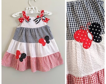 USA Dress, 18m, 4th of July Dress, Flag Dress, Striped Dress, Girls Dress, Stars and Stripes, USA Outfit, USA Girls Dress, Summer Dress,