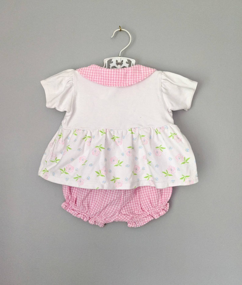Vintage Sesame Street 6-9 m Playsuit Gingham Baby Outfit Vintage Baby Outfit Baby Clothes Sesame Street Floral Summer Outfit
