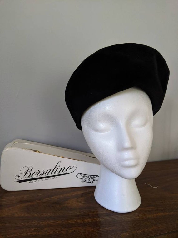 Vintage Beret, Borsalino, Black Beret, Beret Hat, 