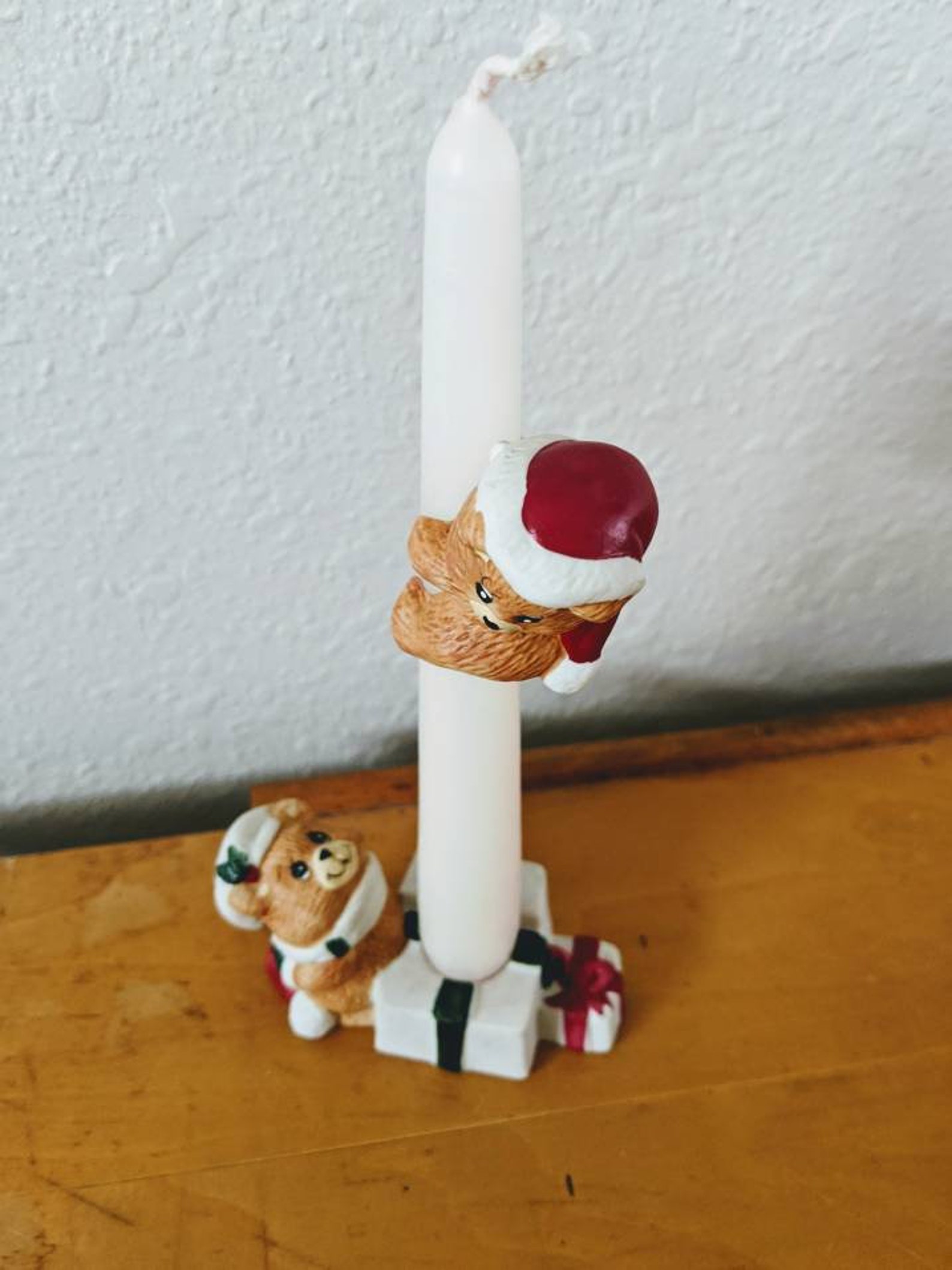 Vintage Candle Hugger Santa Bears Santa Candle Huggers Etsy