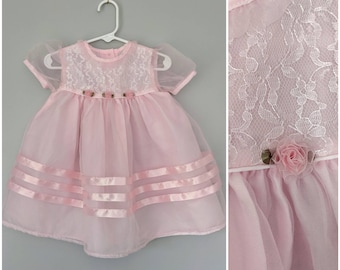 Vintage Dress, 24 months, Vintage Girl Clothes, Thomas Dress, Pink Dress, Easter Dress, Church Dress, Holiday Dress, Birthday Dress, Ruffles