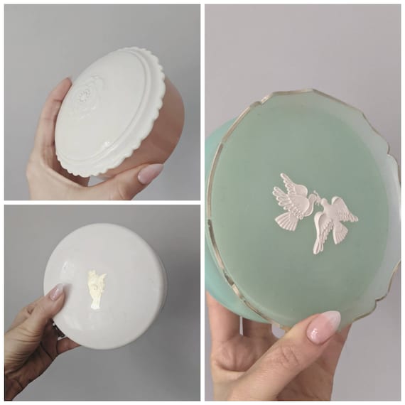 Vintage Vanity Jar, Glass Container, Vanity Jar, Powder Jar, Cream Jar, Art Deco Decor, Vintage Decor, Vanity Set, Trinket Jar, Glass