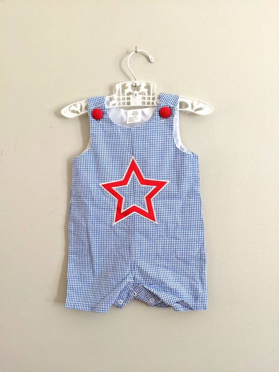 Gingham Romper, 6-12 months, Gingham Overalls, One
