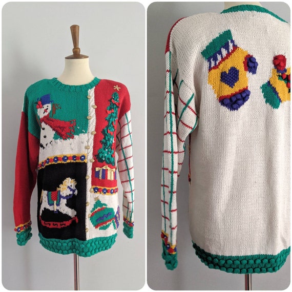 Vintage Christmas Sweater, Christmas Cardigan, Vin