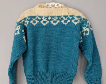 Vintage Sweater, Child Sweater, Unisex Sweater, Blue Sweater, Cardigan, Unisex Sweater, Girl Sweater, Winter Sweater, Snowflake Sweater