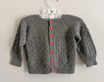 SALE - Vintage Sweater, Child Sweater, Vintage Sweater, Gray Sweater, Cardigan, Unisex Sweater, Girl Sweater, Back to School, Fall Clothes