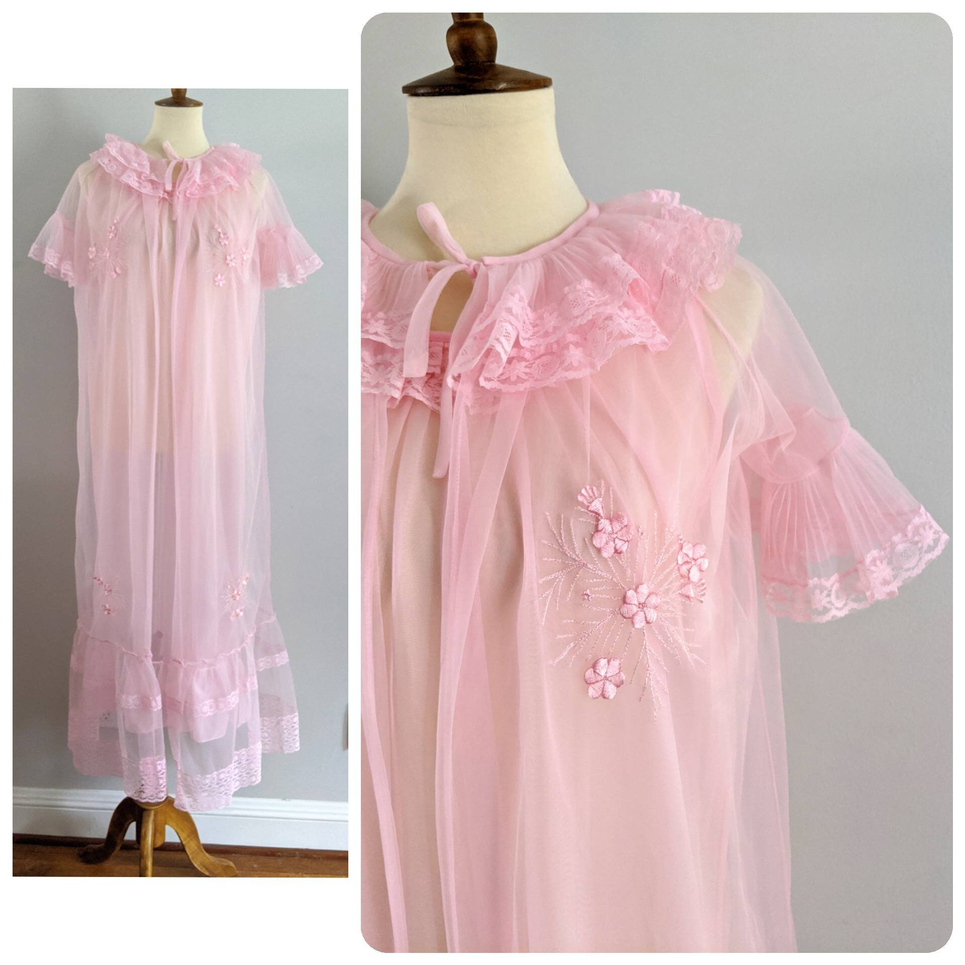 Vintage Lingerie Pink Peignoir Vintage Peignoir Dressing | Etsy