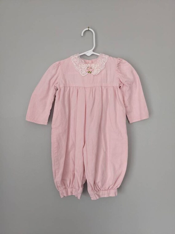 Vintage Baby Romper, Pink Romper, Bubble Romper, Corduroy, Vintage Baby Playsuit, Baby Romper, Girl Bubble Romper, Vintage Bubble Romper View 2