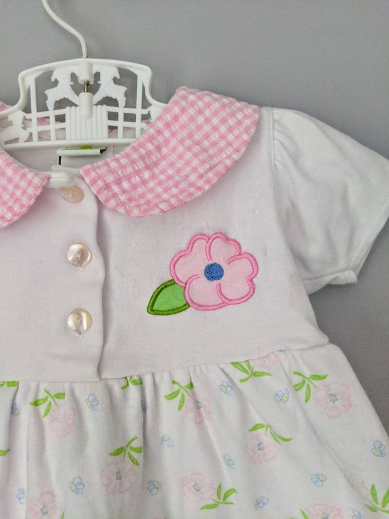 Vintage Sesame Street 6-9 m Playsuit Gingham Baby Outfit Vintage Baby Outfit Baby Clothes Sesame Street Floral Summer Outfit