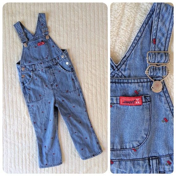 Cherry Overalls, 3T, Denim Overalls, Vintage Overa
