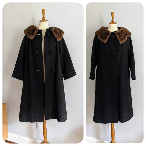 Vintage Wool and Fur Jacket, Vintage Jacket, Fur J