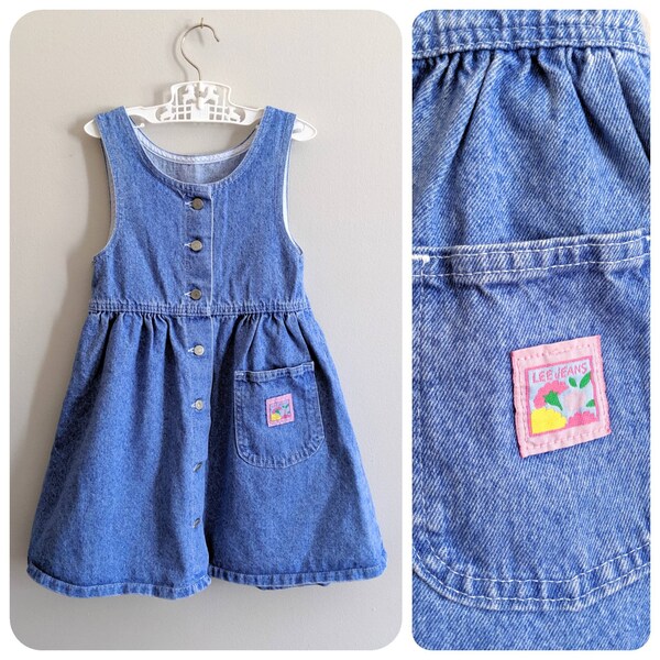 Vintage Girls Dress, Jean Dress, Size 6,  1990s Dress, Lee Jeans, Girls Jumper, 90s Dress, School Dress, Back to School, School Jumper