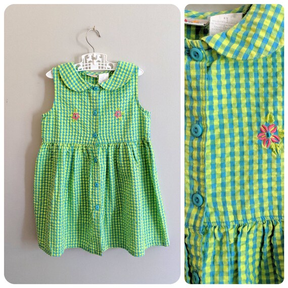 green gingham school dress