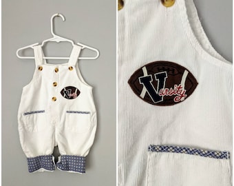 Football Overalls, 3-6m, Baby Overalls, Vintage Overalls, Corduroy Overalls, Fall Baby Clothes, Football, Vintage Baby Clothes, Corduroy