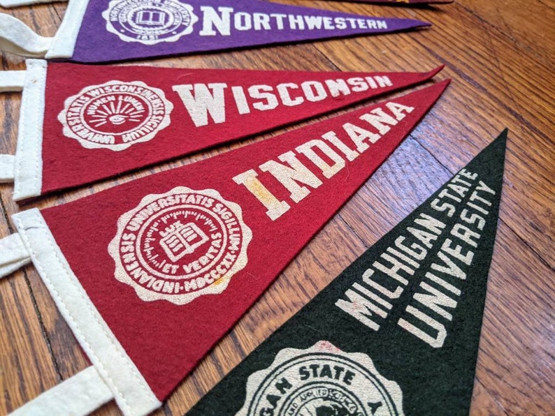 Vintage Pennant, Big Ten Pennant, Ohio State, Michigan, Wisconsin, Michigan State, Maryland, Indiana, Illinois, Minnesota, Northwestern image 2