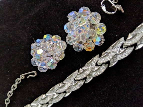 Vintage Jewelry Set, Aurora Borealis, Silver Neck… - image 7