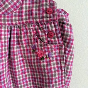 Plaid Overalls, 6-9 months, Pink Overalls, Baby Overalls, Fall Overalls, Baby Girl Overalls, Embroidered Overalls, Bubble Overalls image 5