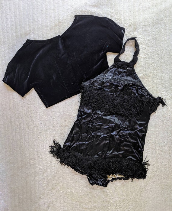 Vintage Fringe Costume, Black Sequin Costume, Blac