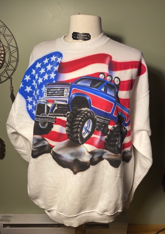 Vintage Airbrush Monster Truck Pullover Sweatshirt