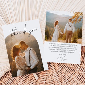 Thank You Wedding Card With Photo Modern Minimalist Card Digital File Editable DIY Templett Template Double Sided 5x7 Custom image 1