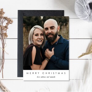 Familie Weihnachtskarte mit Foto, Feiertagskarte, benutzerdefinierte Foto Weihnachtskarte, moderne, minimalistische Karte, digitaler Download, 5 x 7, vertikal