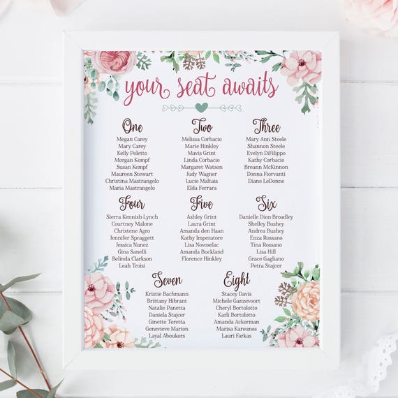 Bridal Shower Seating Chart