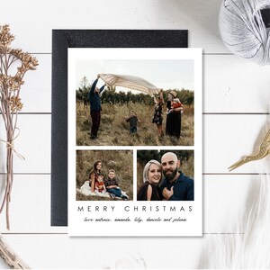 Cartão de Natal de Família com Foto, Cartão de Natal, Cartão de Natal com Foto Personalizada, Moderno, Cartão Minimalista, Download Digital, 5x7, Vertical