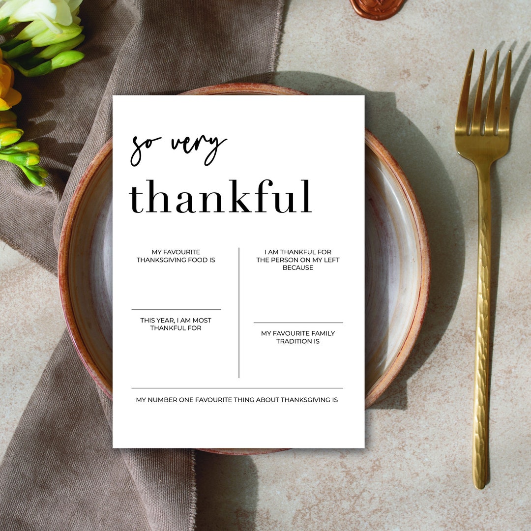 Printable Thanksgiving Conversation Starter, Dinner Game, Very Thankful ...